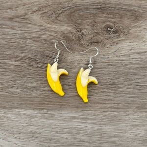 Yellow Banana Dangle Earrings S925 Sterling Silver Hooks